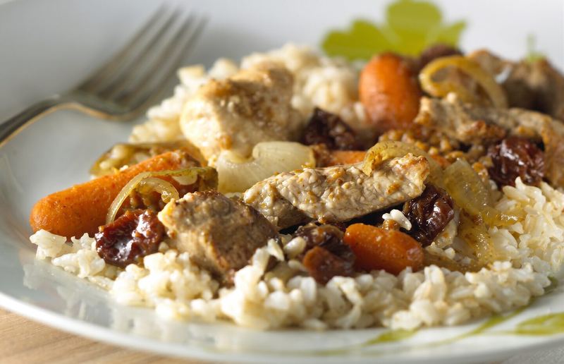 Slow Cooker Pork Stew over Brown Rice